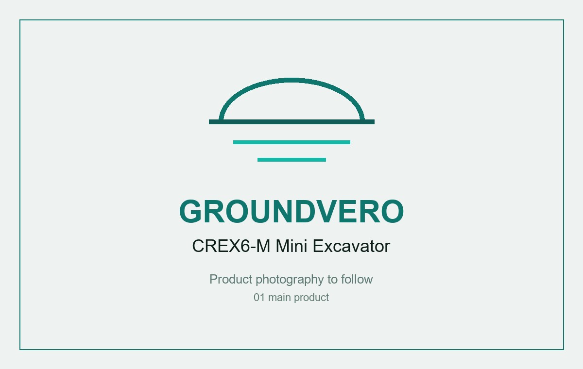 GroundVero CREX6-M Mini Excavator — 705 mm across the tracks — a real digger with a canopy, a blade and a bucket, down the side of a house.