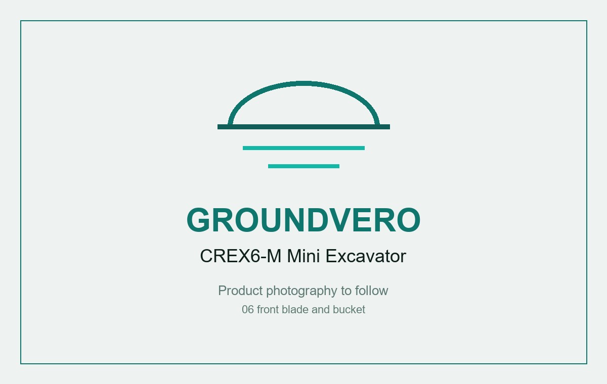 CREX6-M mini excavator, front dozer blade and the digging bucket with bolt-on teeth