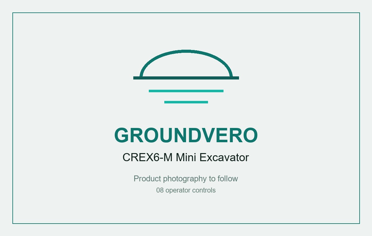 CREX6-M mini excavator, twin joysticks and foot pedals at the operator station