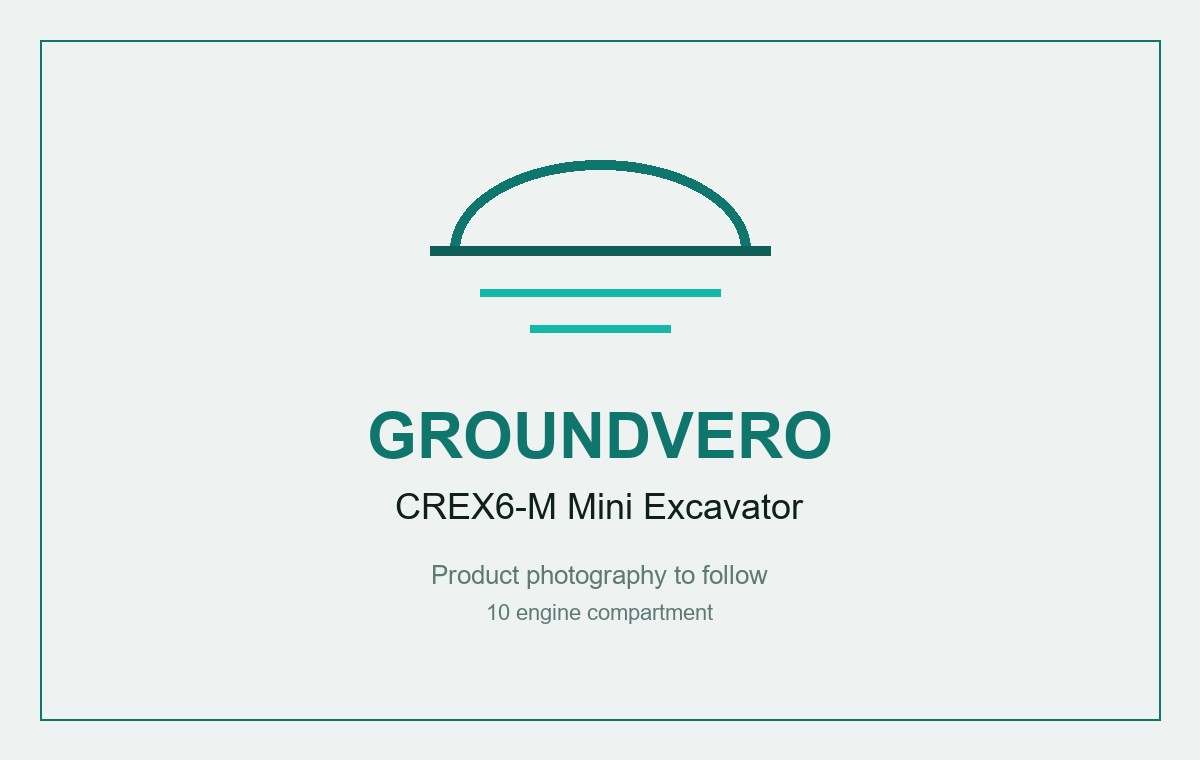 CREX6-M mini excavator, engine bay with the air-cooled OHV petrol engine and 12 V battery